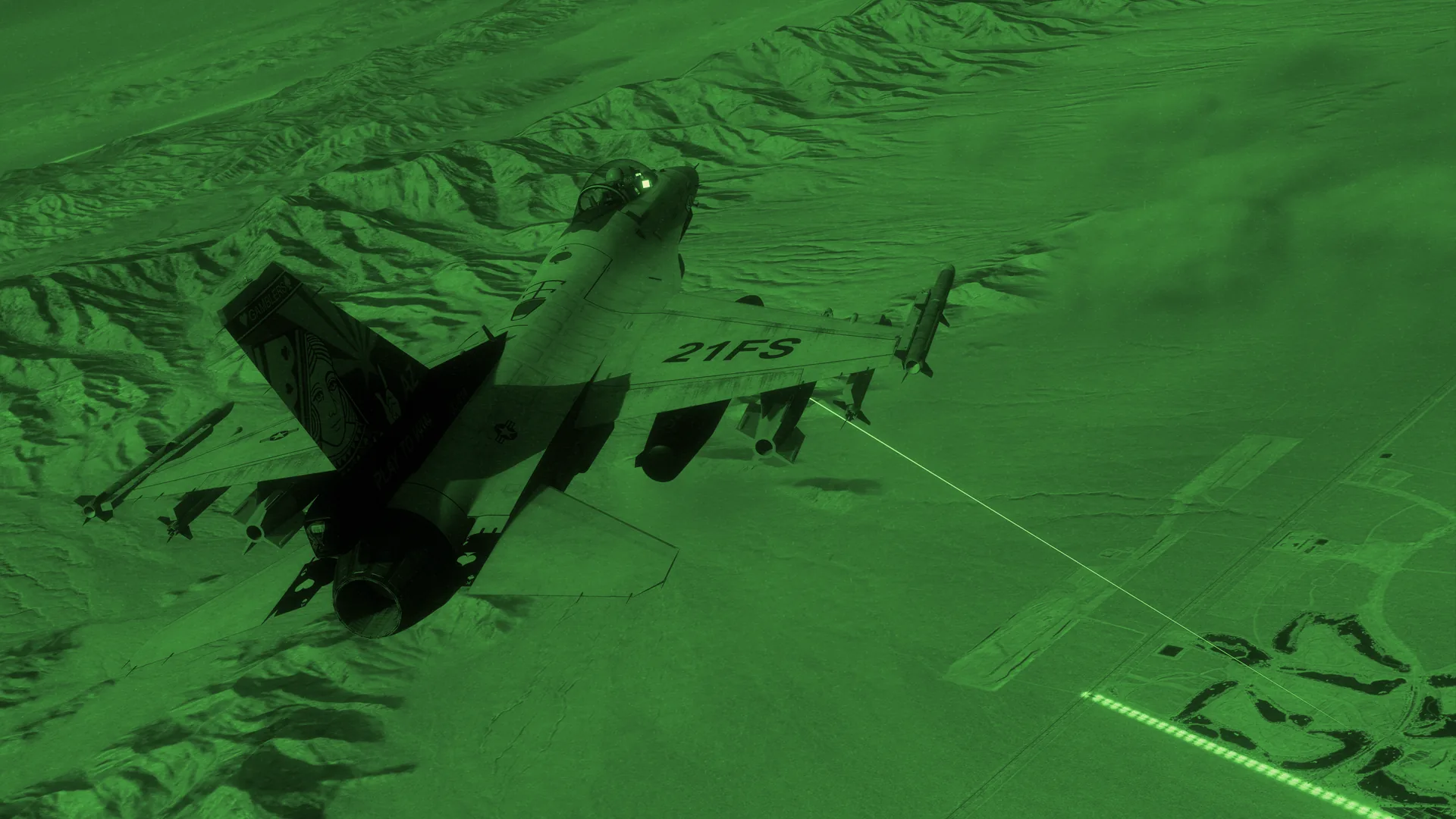 M75 DCS VAC 夜間任務截圖 — 掛載武裝的戰機於跑道待命